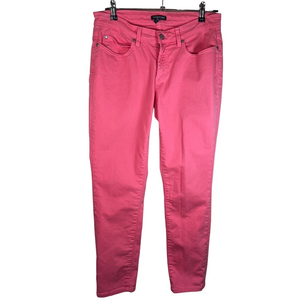 Eileen Fisher Womens Pink Skinny Jeans Mid Rise Stretch Denim Size 6 Made in USA